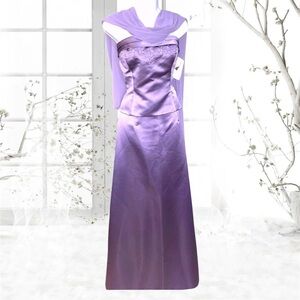 Lea Sairees Lavender Dress Women 14 Strapless Beaded Top Maxi Skirt Scarf